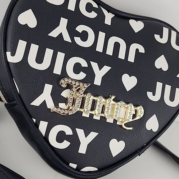 Juicy couture licorice heart fluffy crossbody bag purse small new gold hardware - Picture 2 of 5